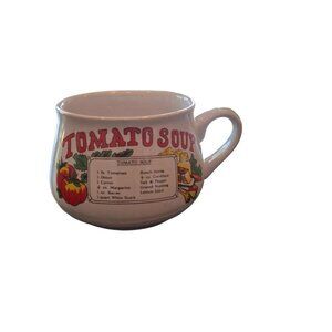 Vintage TOMATO SOUP With Recipe Soup Stoneware Bowl Mug Crock Cup Collectible